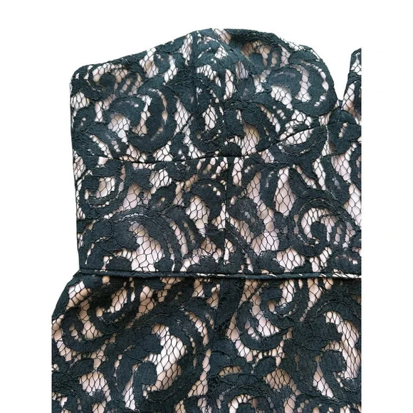 J. Crew Collection Dress Black Pink Strapless Size 14 Sheath Lace Fitted - Picture 6 of 12